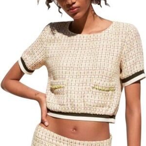 Zara Beige Tweed Crop Top                          Size M NWOT